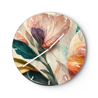 Wanduhr - Glasuhr - Blumen der südlichen Inseln - 30x30 cm