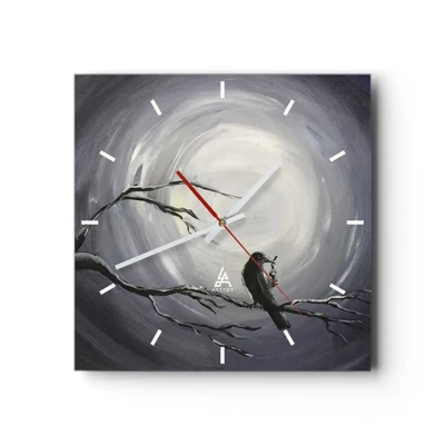 Wanduhr - Glasuhr - Der Schlüssel zum Geheimnis der Nacht - 40x40 cm