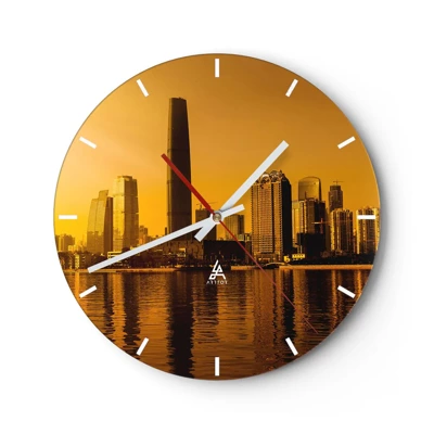 Wanduhr - Glasuhr - Die goldene Stadt - 30x30 cm