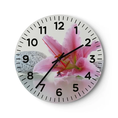 Wanduhr - Glasuhr - Eine Studie in Pink, Grau und Weiß - 30x30 cm