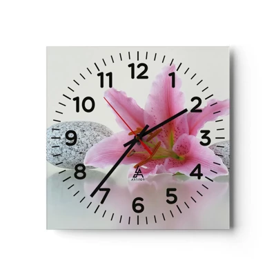 Wanduhr - Glasuhr - Eine Studie in Pink, Grau und Weiß - 40x40 cm