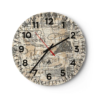 Wanduhr - Glasuhr - Es wartet darauf, entschlüsselt zu werden - 40x40 cm