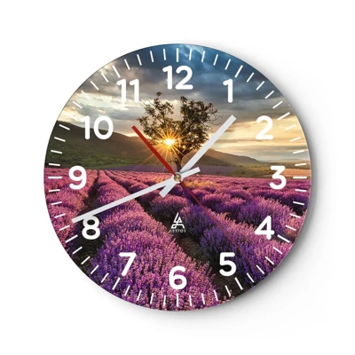 Wanduhr - Glasuhr - Fliederfarbenes Aroma - 30x30 cm