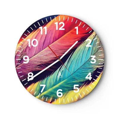 Wanduhr - Glasuhr - Gefiederter Regenbogen - 30x30 cm