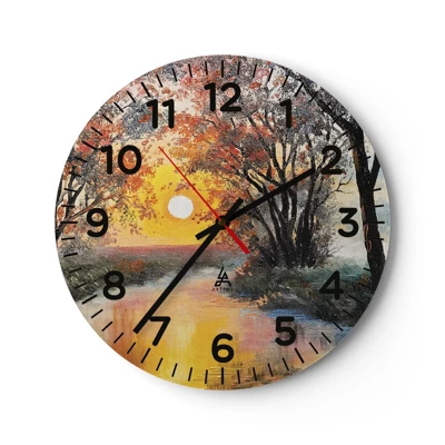 Wanduhr - Glasuhr - Herbststimmung - 30x30 cm