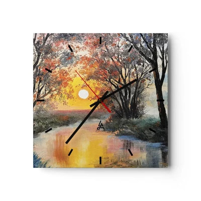 Wanduhr - Glasuhr - Herbststimmung - 30x30 cm