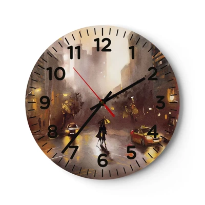 Wanduhr - Glasuhr - Im Licht von New York - 40x40 cm