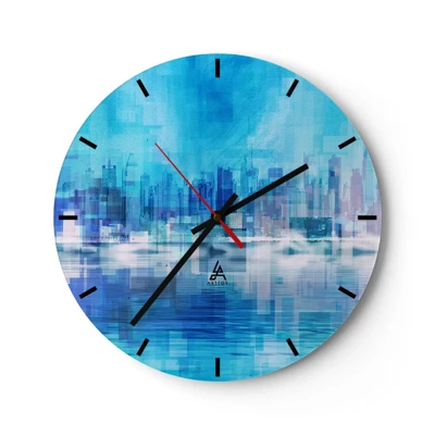 Wanduhr - Glasuhr - In Blau ertrunken - 30x30 cm