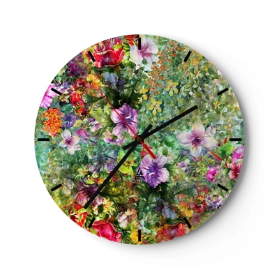 Wanduhr - Glasuhr - In Blumen für das Verderben - 30x30 cm