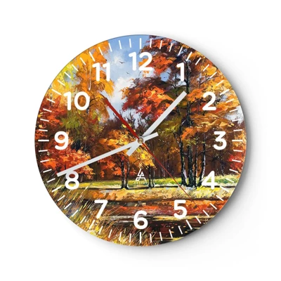 Wanduhr - Glasuhr - Landschaft in Gold und Bronze - 30x30 cm