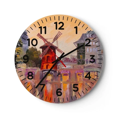 Wanduhr - Glasuhr - Pariser Ikonen – Moulin Rouge - 30x30 cm