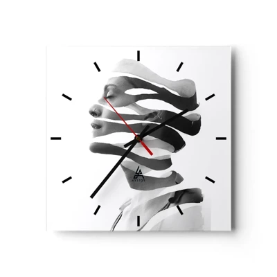 Wanduhr - Glasuhr - Surreales Porträt - 40x40 cm