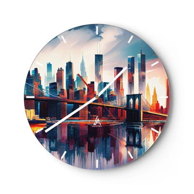 Wanduhr - Glasuhr - Traumhaftes New York - 40x40 cm