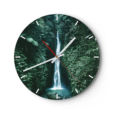 Wanduhr - Glasuhr - Tropisches Spa - 40x40 cm