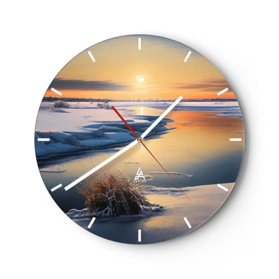 Wanduhr - Glasuhr - Wintersonnenuntergang - 40x40 cm