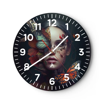 Wanduhr - Glasuhr - Wunderbare Metamorphose - 40x40 cm