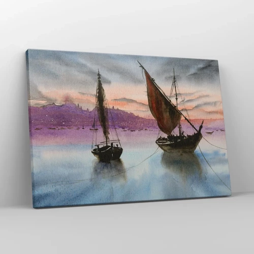 Bild auf Leinwand - Leinwandbild - Abend am Hafen - 70x50 cm