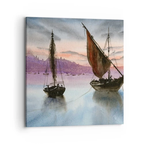 Bild auf Leinwand - Leinwandbild - Abend am Hafen - 70x70 cm