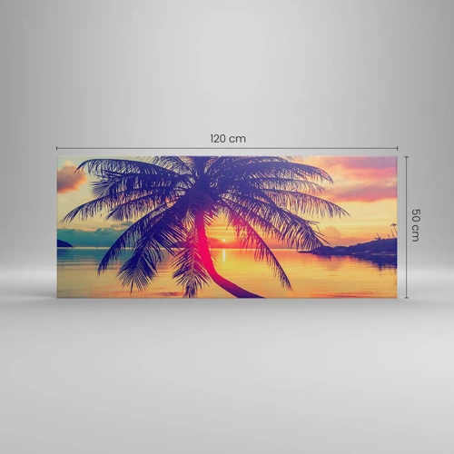 Bild auf Leinwand - Leinwandbild - Abend unter Palmen - 120x50 cm