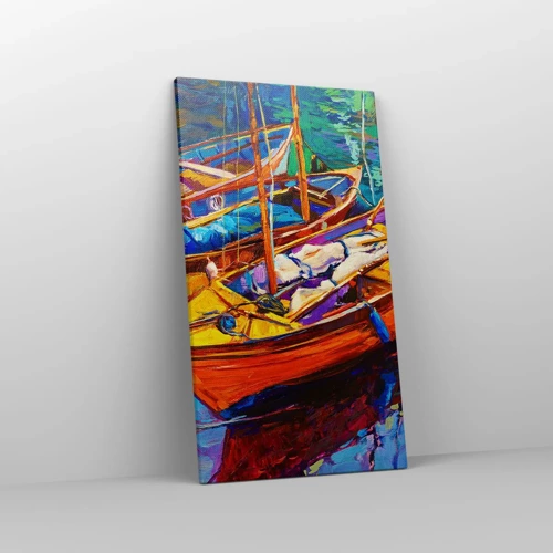 Bild auf Leinwand - Leinwandbild - Auf Wasser dick mit Farben - 45x80 cm