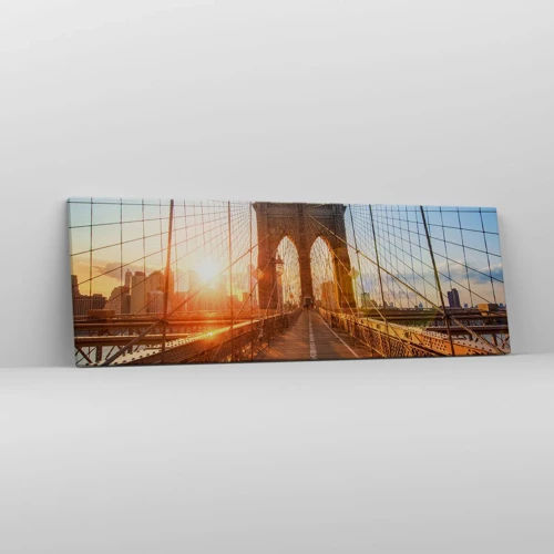 Bild auf Leinwand - Leinwandbild - Auf der goldenen Brücke - 90x30 cm