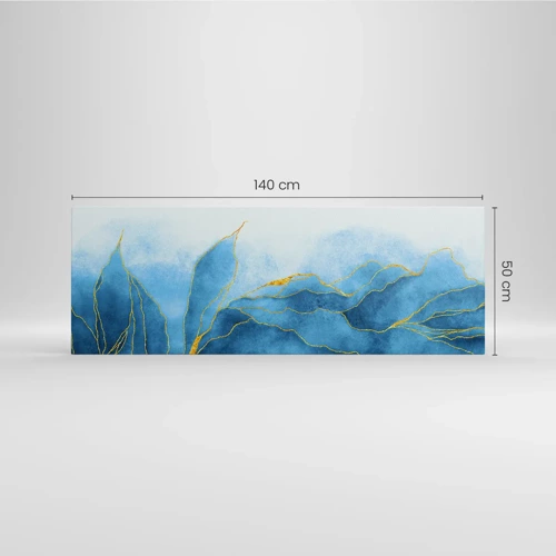 Bild auf Leinwand - Leinwandbild - Blau im Gold - 140x50 cm