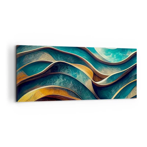 Bild auf Leinwand - Leinwandbild - Blaue Mäander - 100x40 cm