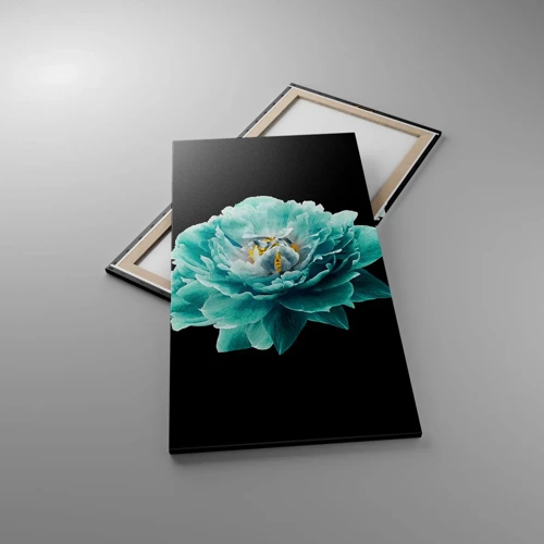 Bild auf Leinwand - Leinwandbild - Blaue und goldene Blütenblätter - 65x120 cm