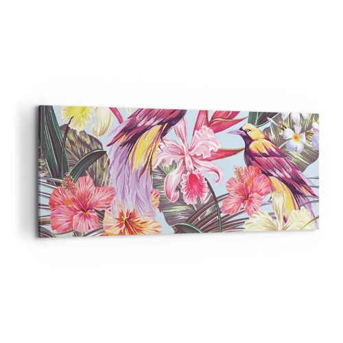 Bild auf Leinwand - Leinwandbild - Blütenblätter und Federn - 100x40 cm