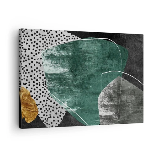 Bild auf Leinwand - Leinwandbild - Bunte Abstraktion mit Blattgold - 70x50 cm