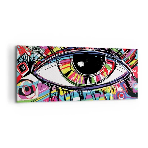 Bild auf Leinwand - Leinwandbild - Buntes Auge - bunte Seele - 100x40 cm