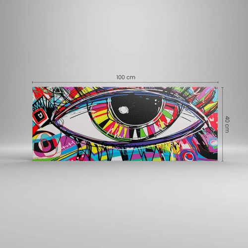 Bild auf Leinwand - Leinwandbild - Buntes Auge - bunte Seele - 100x40 cm