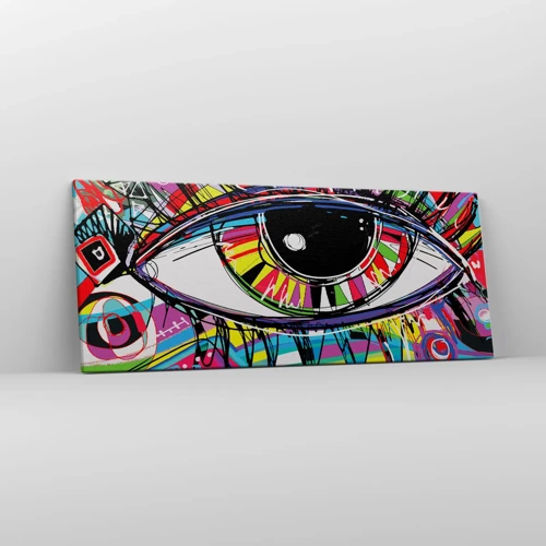 Bild auf Leinwand - Leinwandbild - Buntes Auge - bunte Seele - 100x40 cm