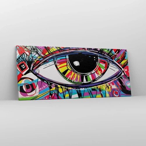 Bild auf Leinwand - Leinwandbild - Buntes Auge - bunte Seele - 120x50 cm