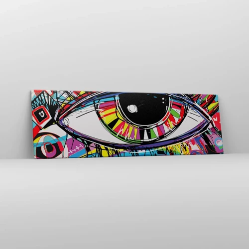 Bild auf Leinwand - Leinwandbild - Buntes Auge - bunte Seele - 160x50 cm