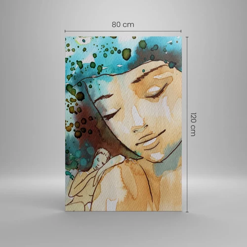 Bild auf Leinwand - Leinwandbild - Dame in Blau - 80x120 cm