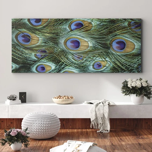 Bild auf Leinwand - Leinwandbild - Ein Blick mit Pfauenaugen - 100x40 cm