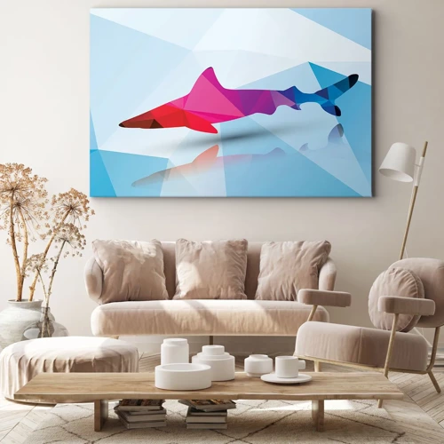 Bild auf Leinwand - Leinwandbild - Ein Hai in einem Kristallraum - 70x50 cm