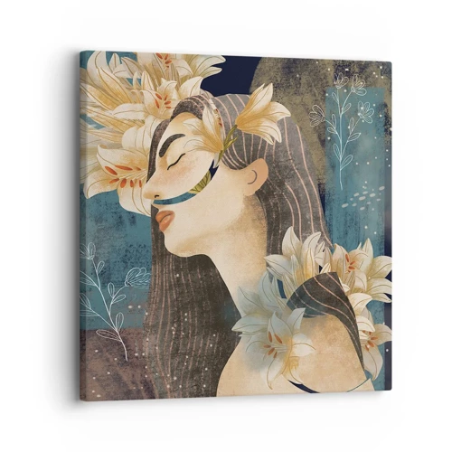 Bild auf Leinwand - Leinwandbild - Ein Märchen über eine Prinzessin mit Lilien - 30x30 cm