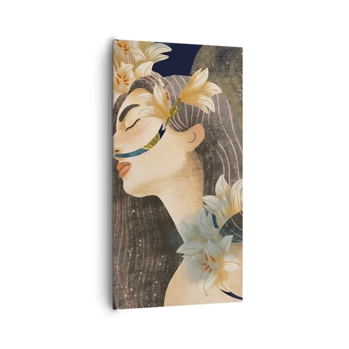 Bild auf Leinwand - Leinwandbild - Ein Märchen über eine Prinzessin mit Lilien - 65x120 cm