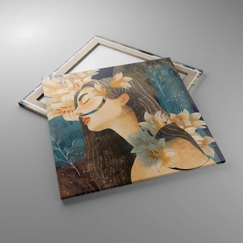 Bild auf Leinwand - Leinwandbild - Ein Märchen über eine Prinzessin mit Lilien - 70x70 cm