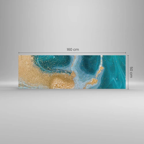 Bild auf Leinwand - Leinwandbild - Ein Strudel aus Gold und Türkis - 160x50 cm