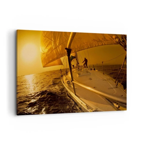 Bild auf Leinwand - Leinwandbild - Ein goldener Abend nach einem bunten Tag - 100x70 cm