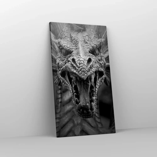 Bild auf Leinwand - Leinwandbild - Ein märchenhafter Drache in Grau - 45x80 cm