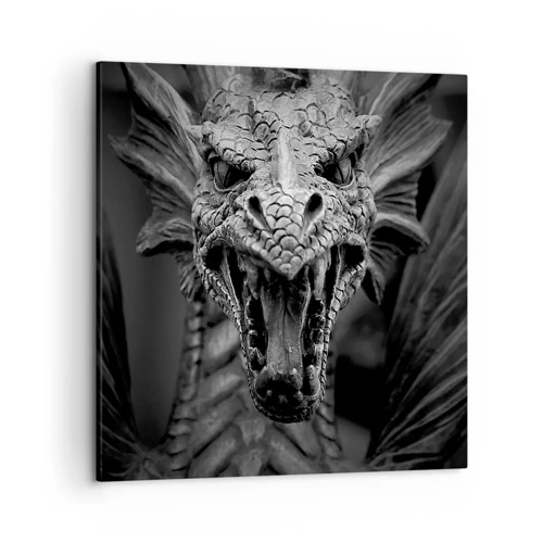 Bild auf Leinwand - Leinwandbild - Ein märchenhafter Drache in Grau - 50x50 cm