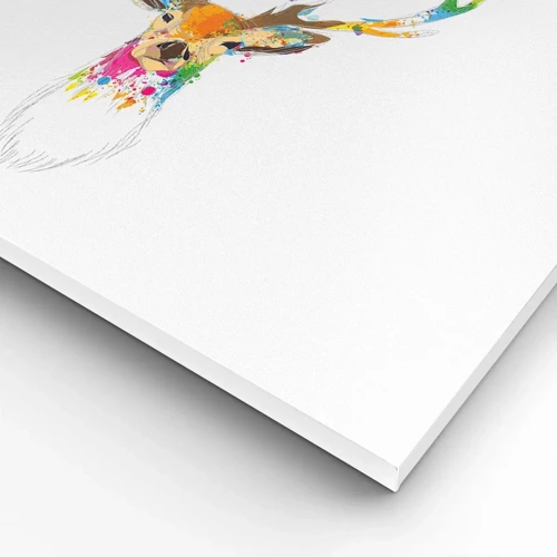 Bild auf Leinwand - Leinwandbild - Ein mildes Reh in Farbe getaucht - 50x50 cm