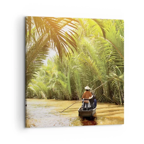 Bild auf Leinwand - Leinwandbild - Eine Palmenschlucht entlang - 50x50 cm