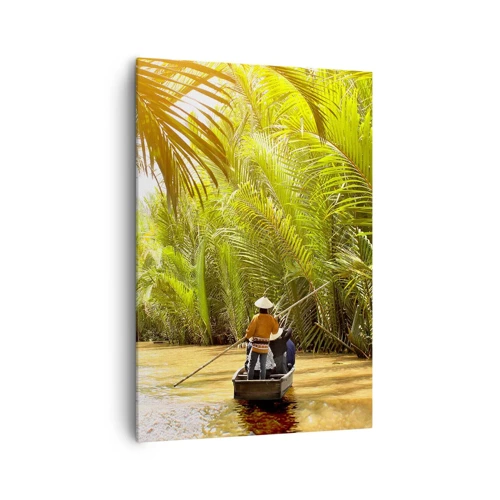 Bild auf Leinwand - Leinwandbild - Eine Palmenschlucht entlang - 70x100 cm
