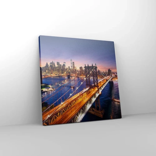 Bild auf Leinwand - Leinwandbild - Eine leuchtende Brücke zum Herzen der Stadt - 30x30 cm