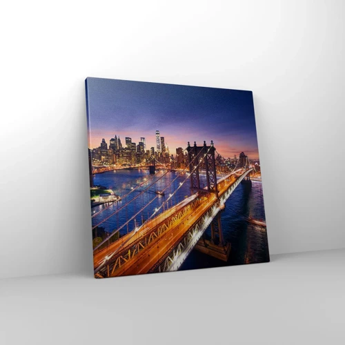 Bild auf Leinwand - Leinwandbild - Eine leuchtende Brücke zum Herzen der Stadt - 40x40 cm